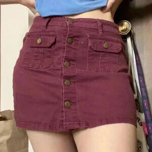 Altar’d State buttons down front pocket mini skirt large